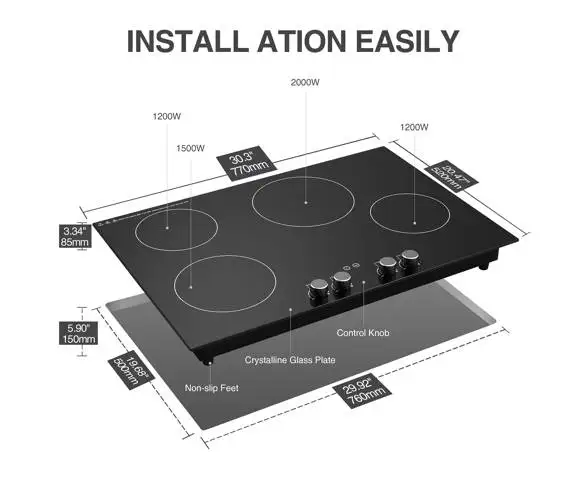 

Новые поступления, керамическая варочная панель, умный дом, 4-пенечная электрическая инфракрасная плита, ручка управления плитой