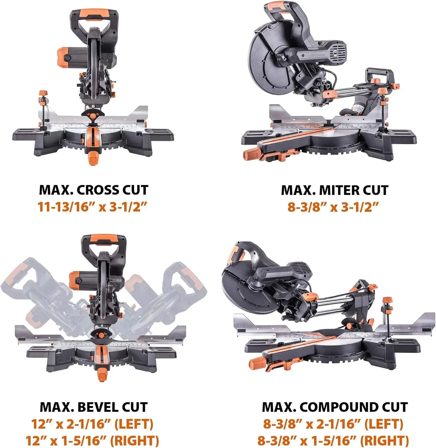 10-Inch Dual Bevel Sliding Miter Saw Multi-Material Multipurpose Cutting Cuts Metal Plastic Wood 45˚-45˚ Double Bevel