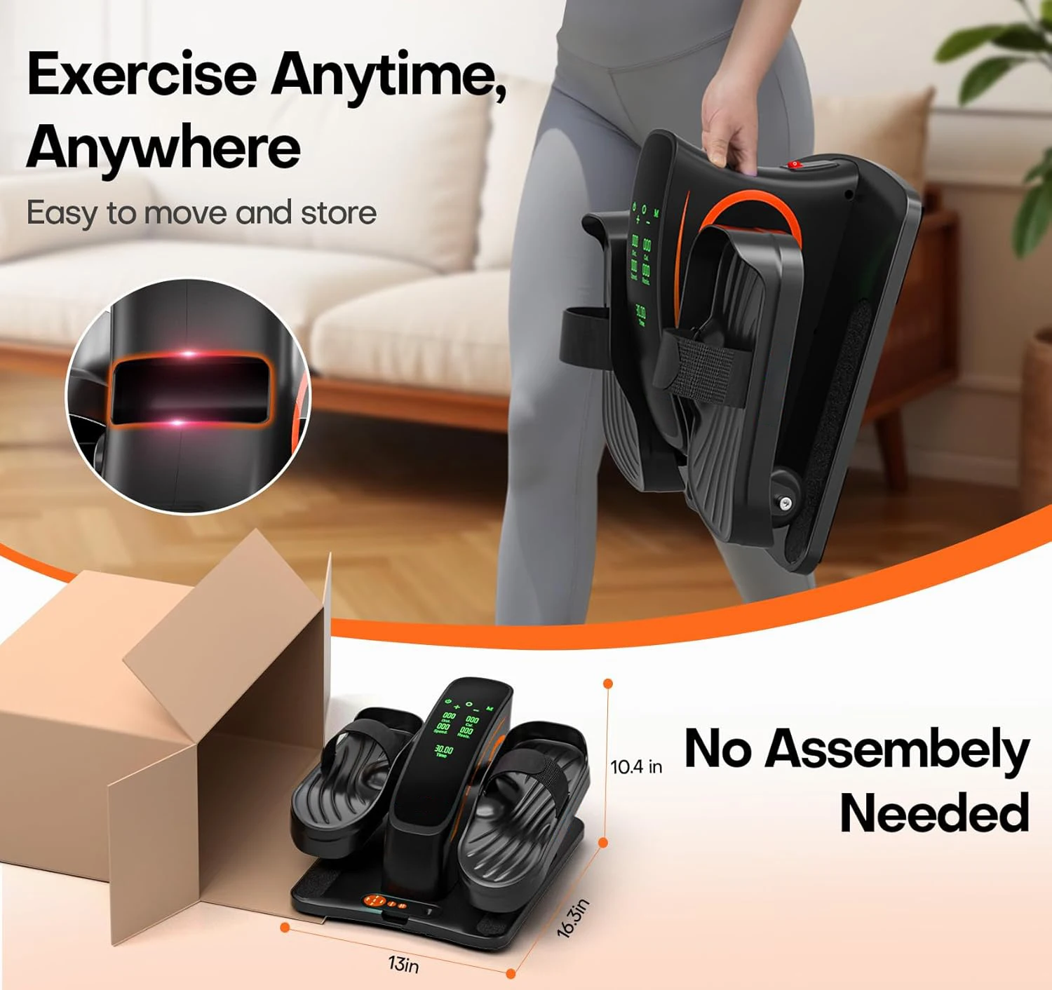 Custom logo Track-mounted with Remote Control Elliptical Machine, Under Desk Mini Elliptical Machine for Home