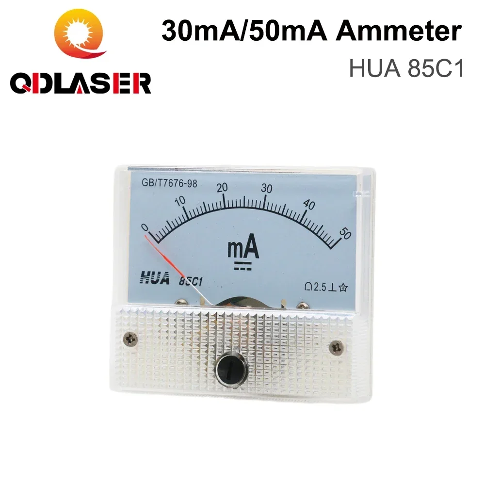 QDLASER 30mA 50mA Ammeter HUA 85C1 DC 0-30mA 0-50mA Current Panel Amperometer Tester for CO2 Laser Engraving Machine