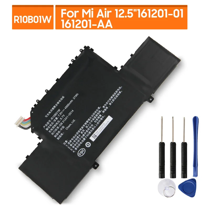 Replacement Battery For Xiaomi Mi Air 12.5-inch Laptop 161201-01 161201-AA R10B01W R10BO1W Rechargeable Battery 4866mAh