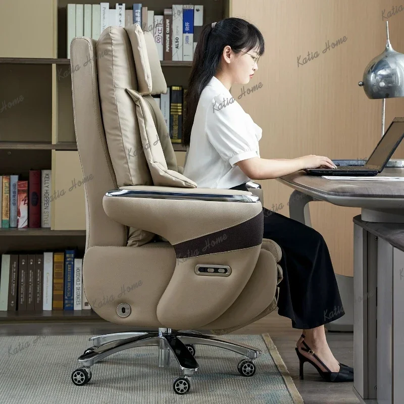 Genuine Leather Smart Electric Executive Office Chair Reclining Massage & Ventilated Boss Chair for Business