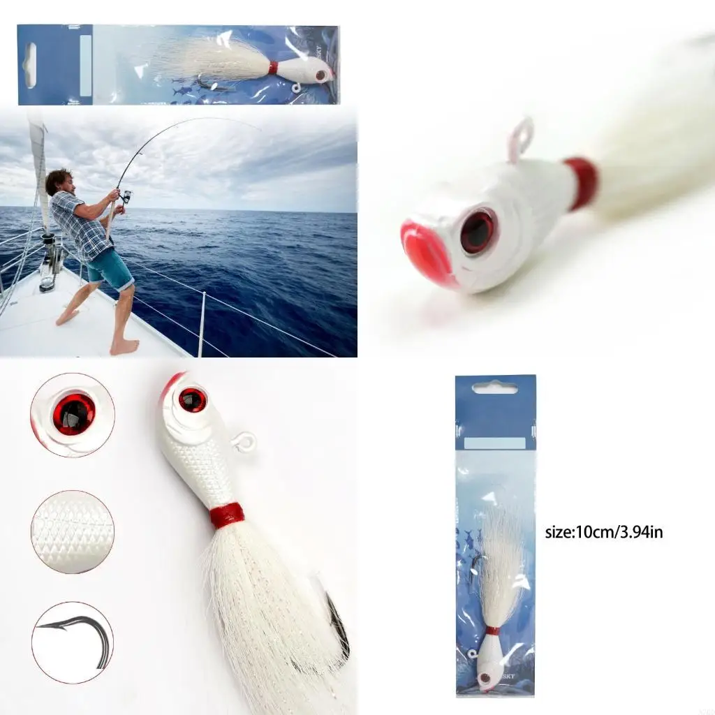 

Bucktail Jig Fishing Hair Swimbait 56g 2oz Glow Lures for Flounder Surf Fishing Lures Baits Jig Head Swimbait A70D