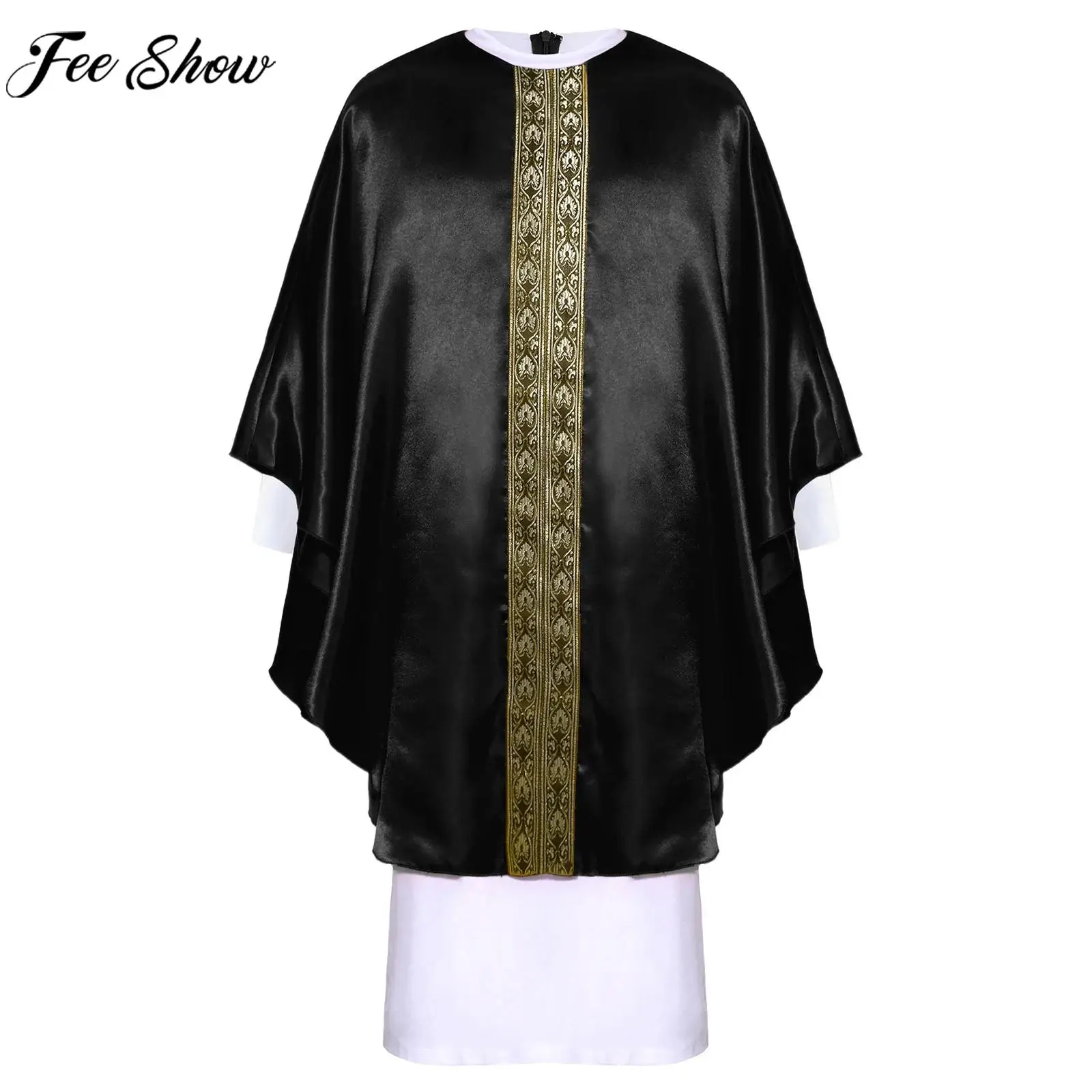 Disfraz de Papa de Halloween para niños, disfraz de obispo cardinal católico bíblico, ropa de manga larga con cremallera, padre sagrado, Iglesia, Pastor Rob