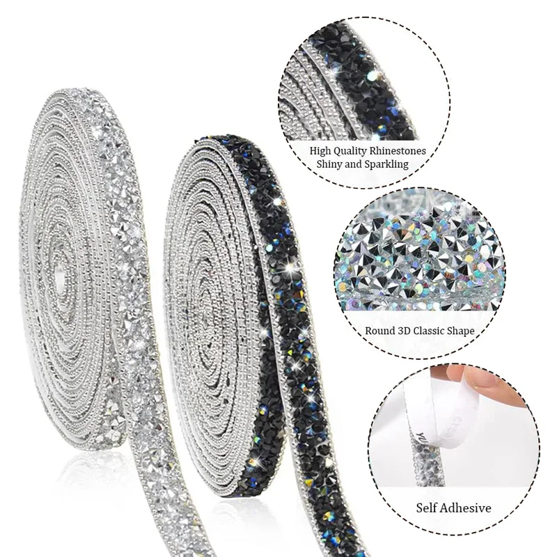 Resin Rhinestone Ribbons For Graduation Cap Decorations Wedding Self Adhesive Glitter Resin Diamond Crystal Ribbon Craft DIY Bag