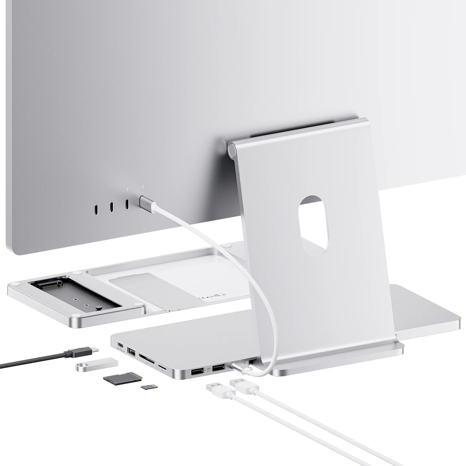 PULWTOP iMac USB C Hub with USB A/C 3.2 10Gbps, 2 USB A 2.0, SD/TF, M.2 SSD(SSD Not Included) for iMac 24 inch 2021 2023 2024