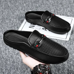 Fashion Half Slippers Mens Casual Shoes Breathable Slip-on Mens Driving Shoes  Comfortable Men Loafers Mens Lazy Shoes Moccasins