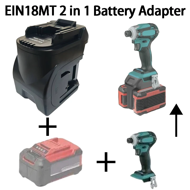 

EIN18MT 2 in 1 Battery Adapter for Ein 2 Packs 18V Li-ion Batteries Compatible with For Makita 18V Battery Cordless Power Tool