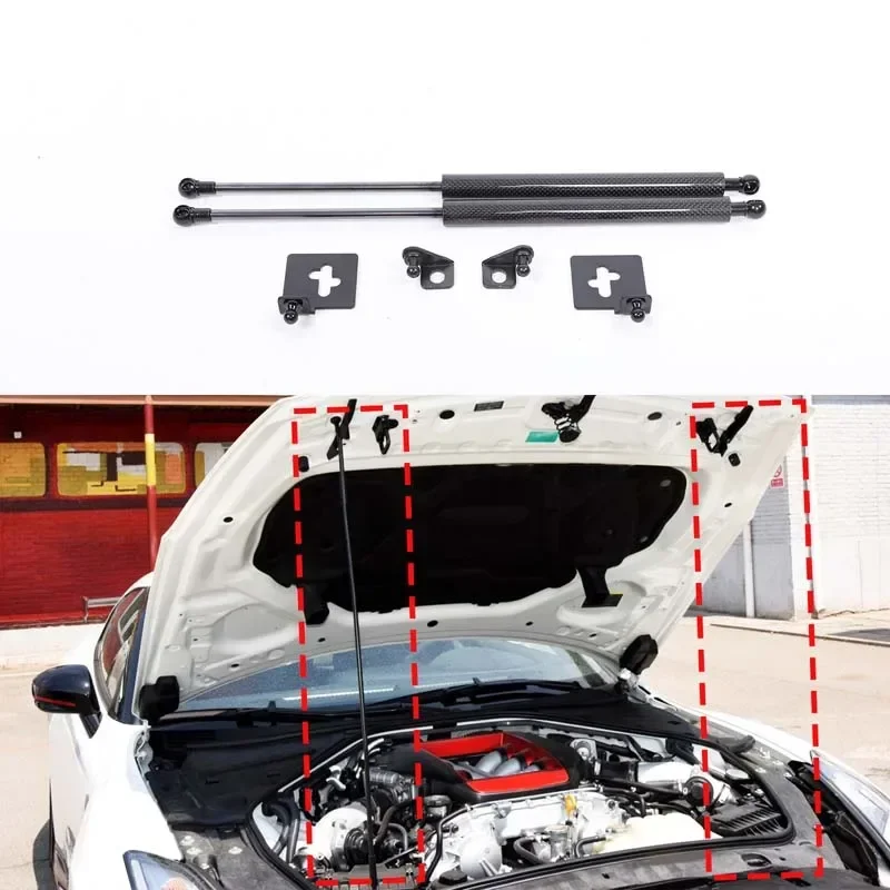 

Для 2008-2019 Nissan GTR R35 гидравлическая тяга переднего капота, медленная тяга, аксессуары для гидравлической опорной тяги переднего капота автомобиля, 2 шт.