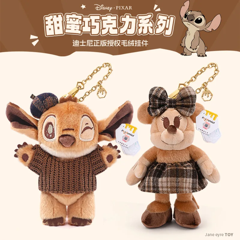 

Disney Stitch Minnie Mouse Plush Pendant Chocolate Series Cartoon Anime Figures Backpack Bag Keychain Accessories Friend Gifts