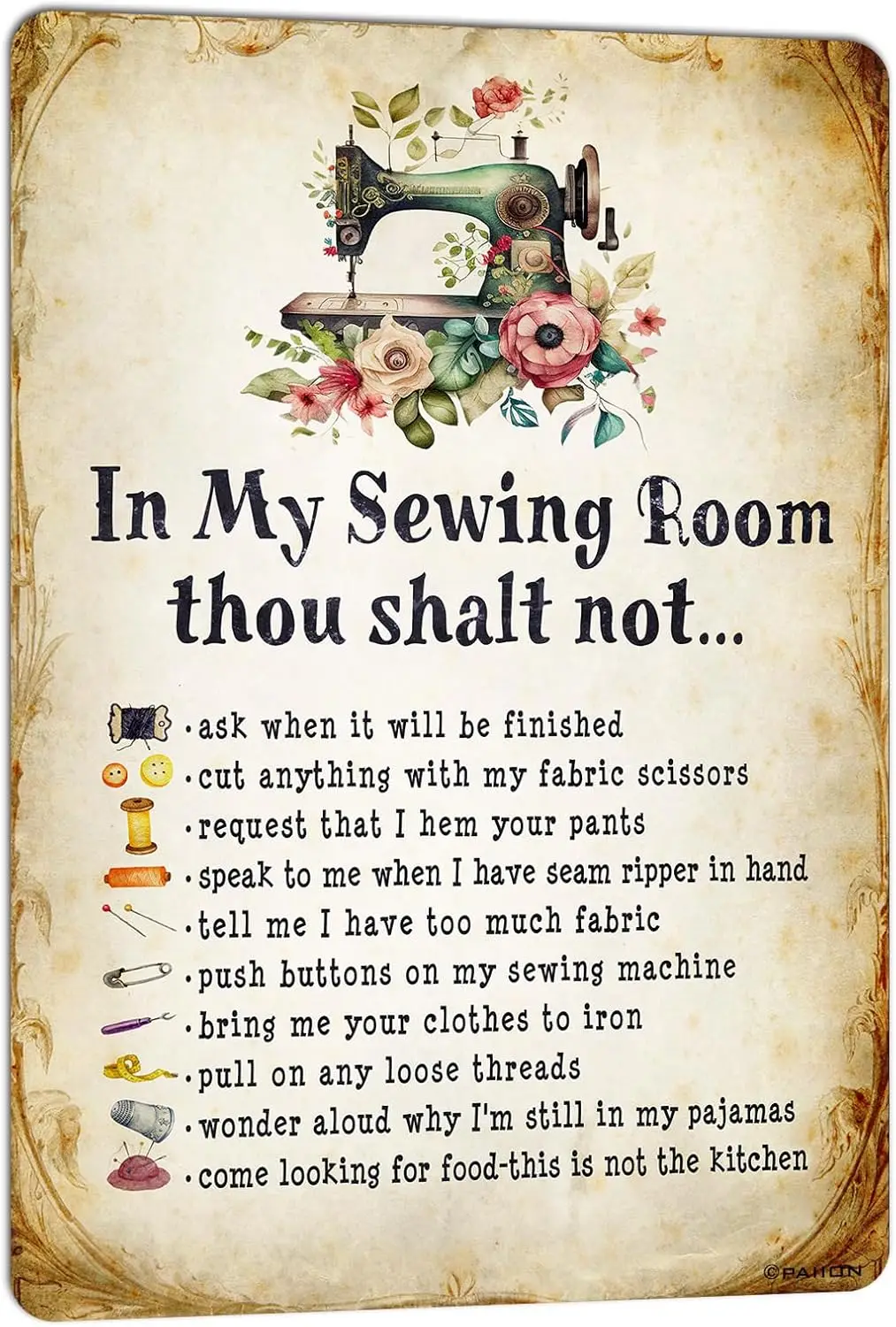 Sewing Room Decor Sewing Gifts Sewing Decor Poster Quilting supplies Craft Room Decor Home Living House Wall Decor Metal Sign Vi
