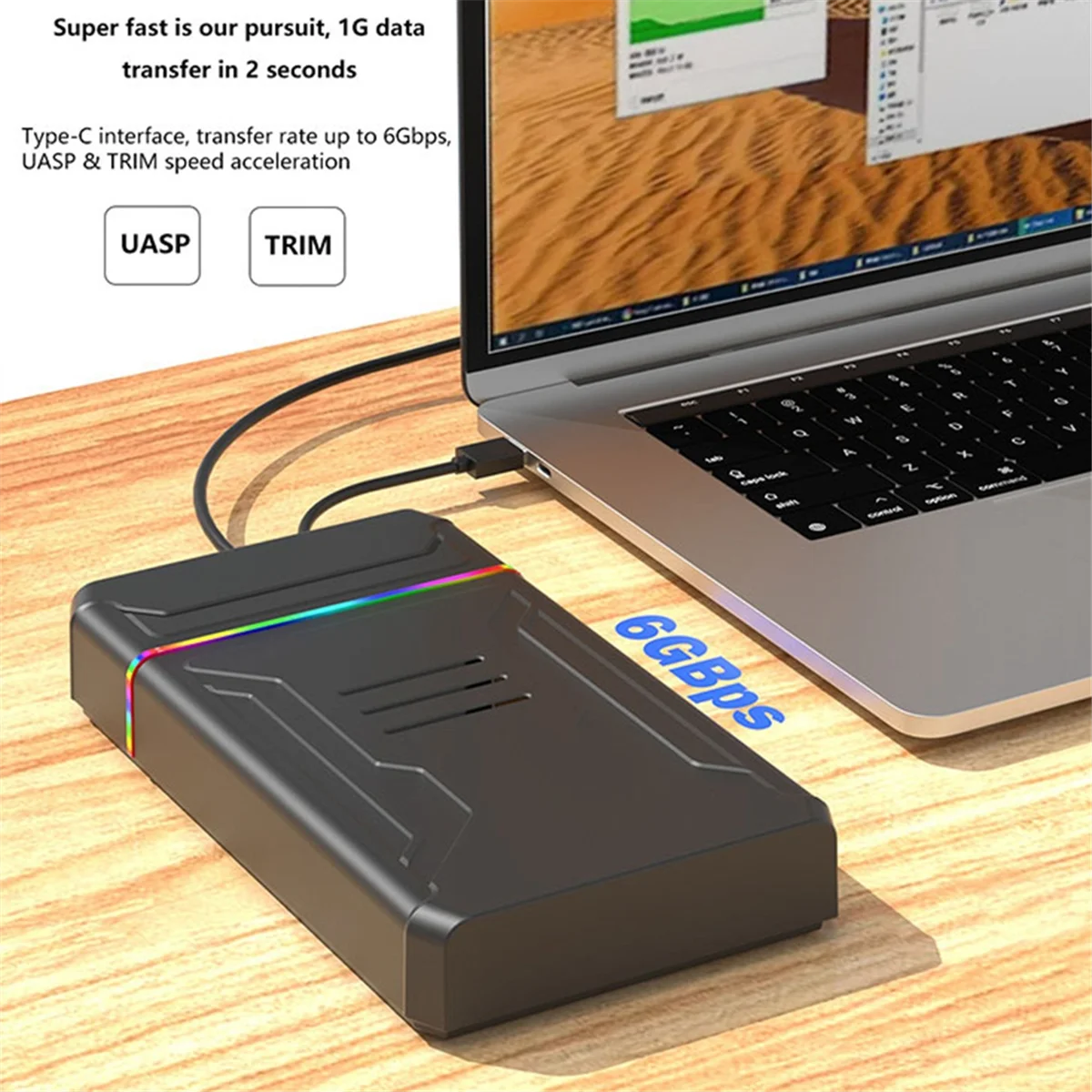 

Новый корпус жесткого диска SATA-Type C с внешним жестким диском со светодиодной подсветкой для жесткого диска 2,5 3,5 дюйма с вилкой европейского стандарта до 6 Гбит/с