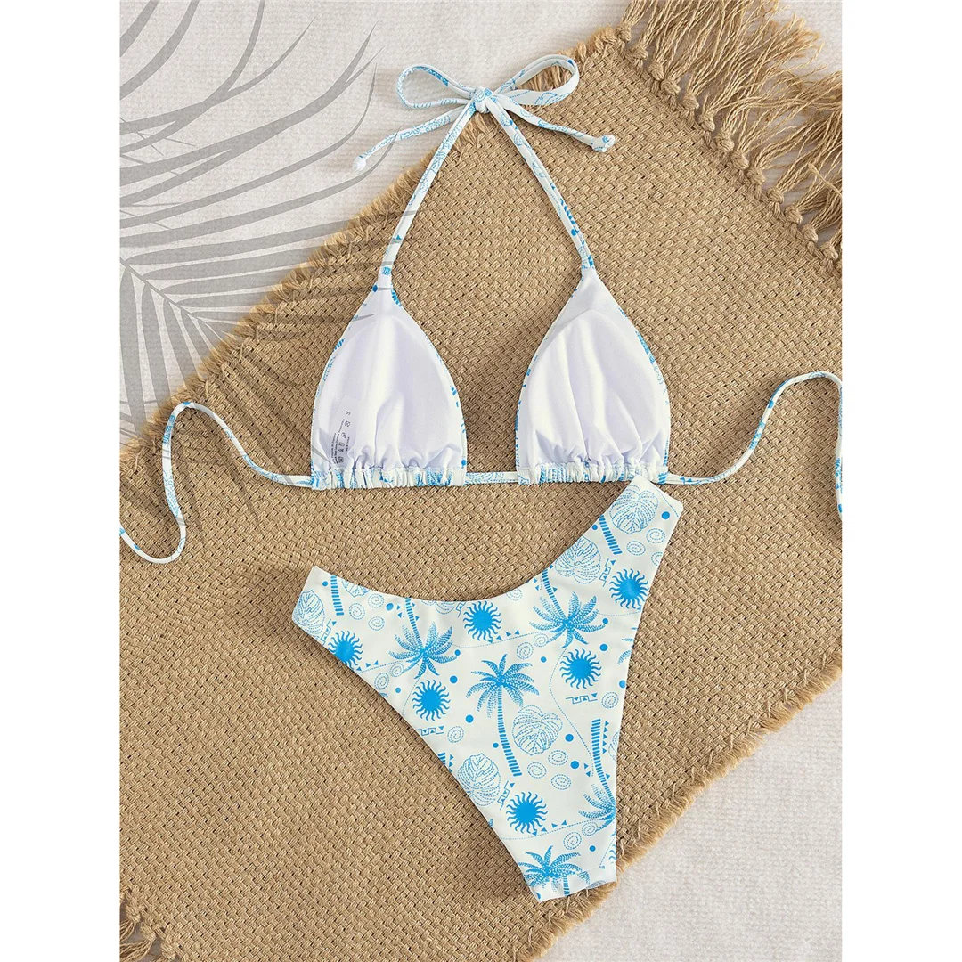 XS - L Neuer bedruckter Neckholder-Bikini, brasilianischer Bikini, Damen-Badeanzug, zweiteiliges Bikini-Set, Badeanzug für Damen, Badebekleidung, Badeanzug, Schwimmanzug V7173 – Detail 15