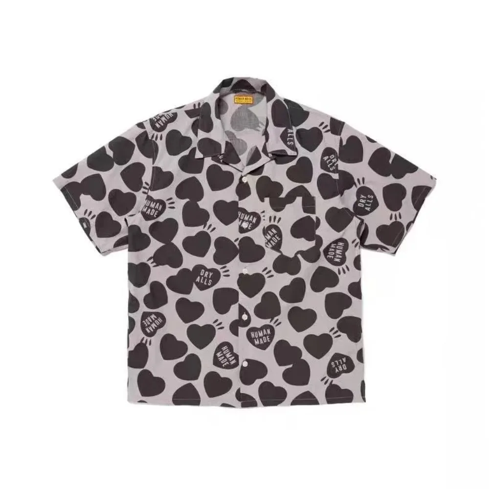 2026 Summer New HUMAN MADE Full Print Hawaiian Shirt Japanese Retro Unisex Beach Short Sleeved Shirt