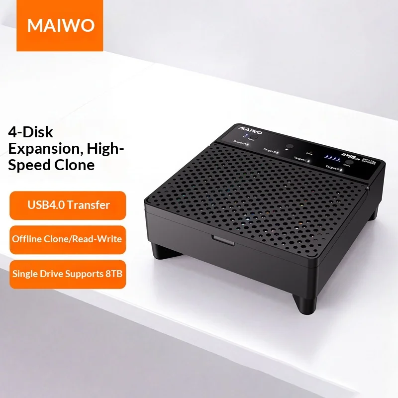 Maiwo M2 Nvme Ssd Docking Station Usb4 40Gbps Four Bay Offline Clone Data Eraser Hard Drive Duplicator Supports 32Tb For Desktop