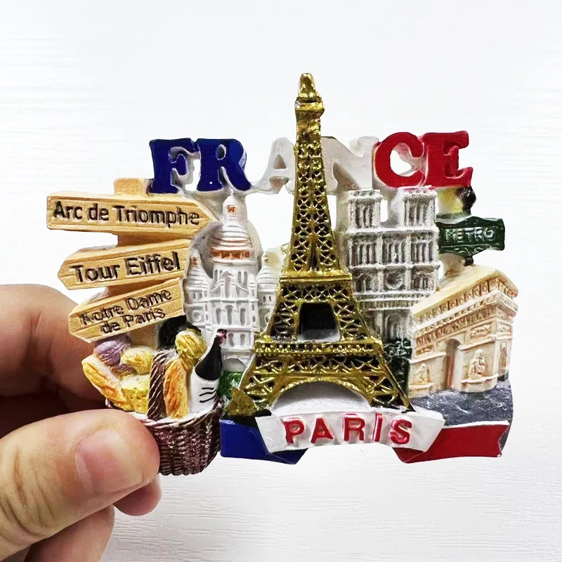 

French Capital Paris Architectural Landscape Magnet Refrigerator Sticker Travel Souvenir Collectible Hand-painted Magnetic Decor
