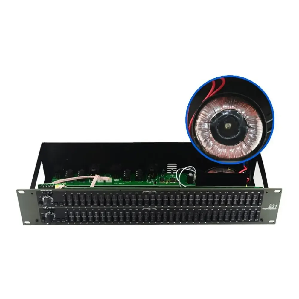 Paulkitson Equalizer EQ231 Pro Audio DBX Equalizer Amplifier Audio Professional Slider Controls 2U Sound Equalizer