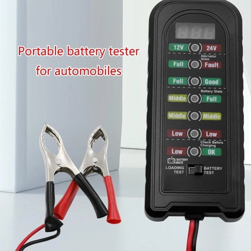 F92C Battery Tester Alternator Ferramentas diagnóstico Detector falhas para caminhão motocicleta