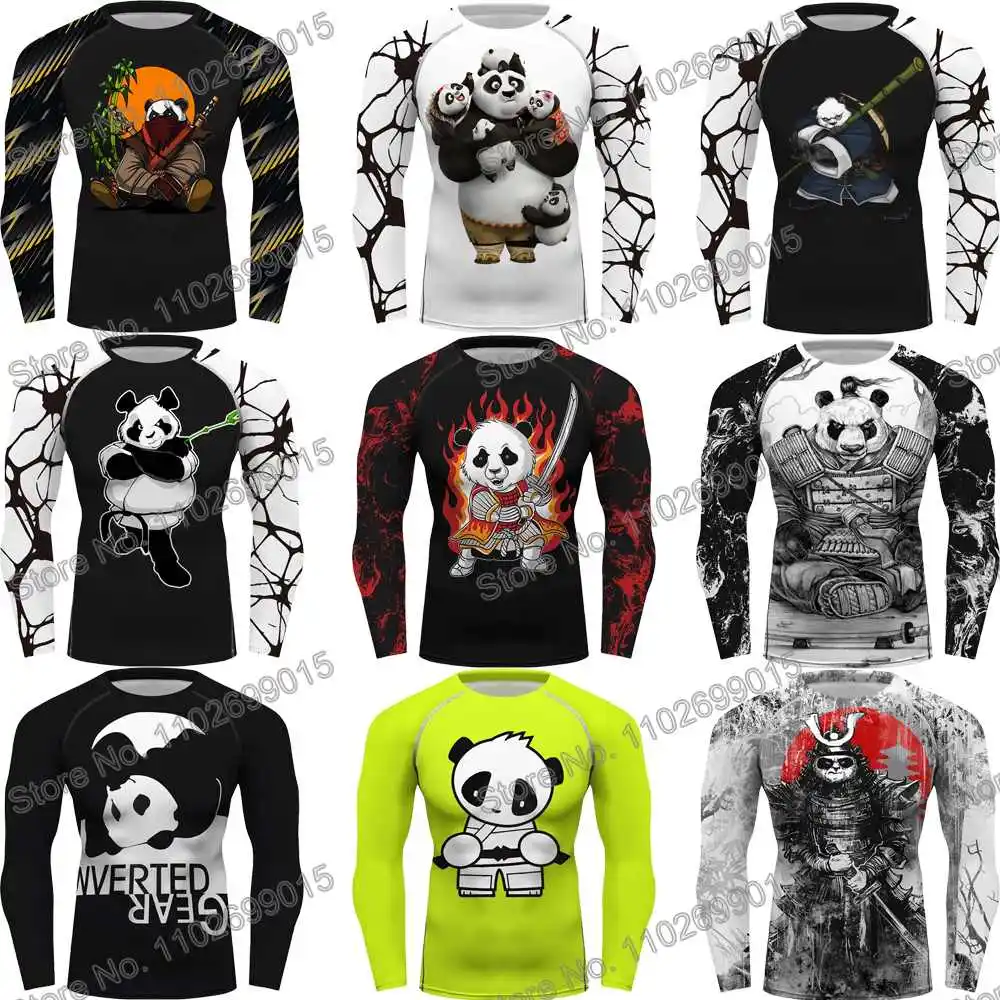 Master Panda Surfing Diving T-Shirt Tight Long Sleeve Rash Guard Swimwear Men UV Protection Surf Clothing Beach Floatsuit Women