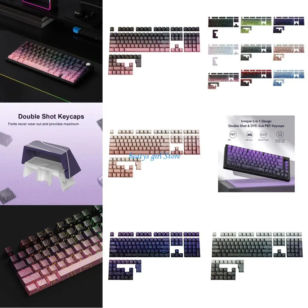 

C7AB Contouring Lines Side Printed Keycap 97Keys Keycaps for Mechanical Keyboards Heat Sublimation Printing