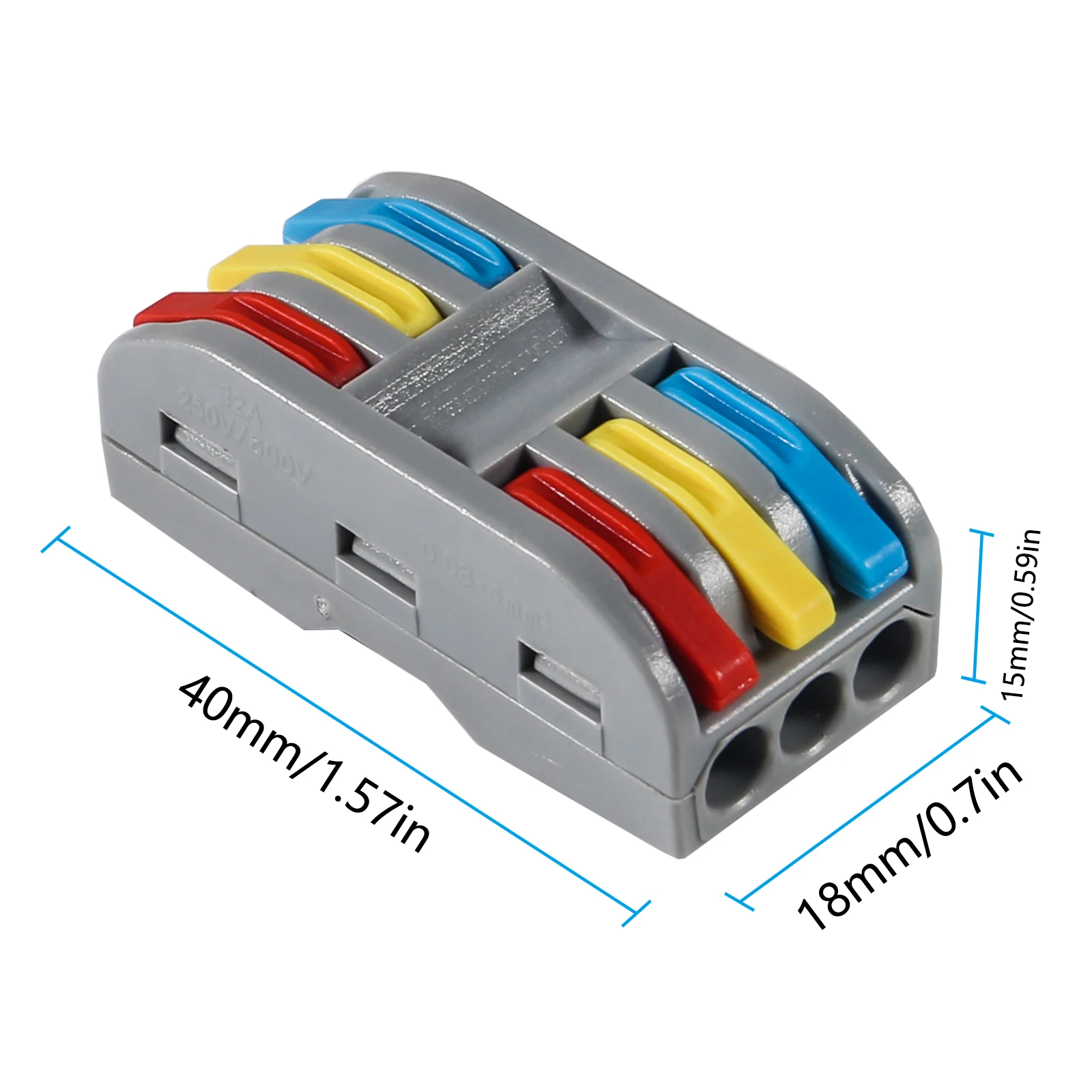 5/10pcs Wire Connector Nut, 3 Conductor Compact Splicing Wire Connector With Color, 3 Circuit Inline Splicing, 28-12 AWG