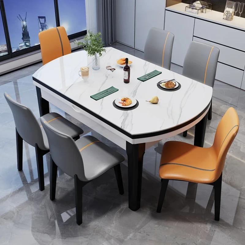 

Waterproof Oilproof Long Table Designer Small Metal Extendable Dining Table Italian Space Saving Big Mesas De Jantar Decor