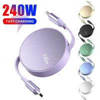 PD240W Retractable 2in1 USB-C to Type C Fast Charging Data Cable for iPhone 15/16 Huawei Samsung Notebook USB-C Charger Cord