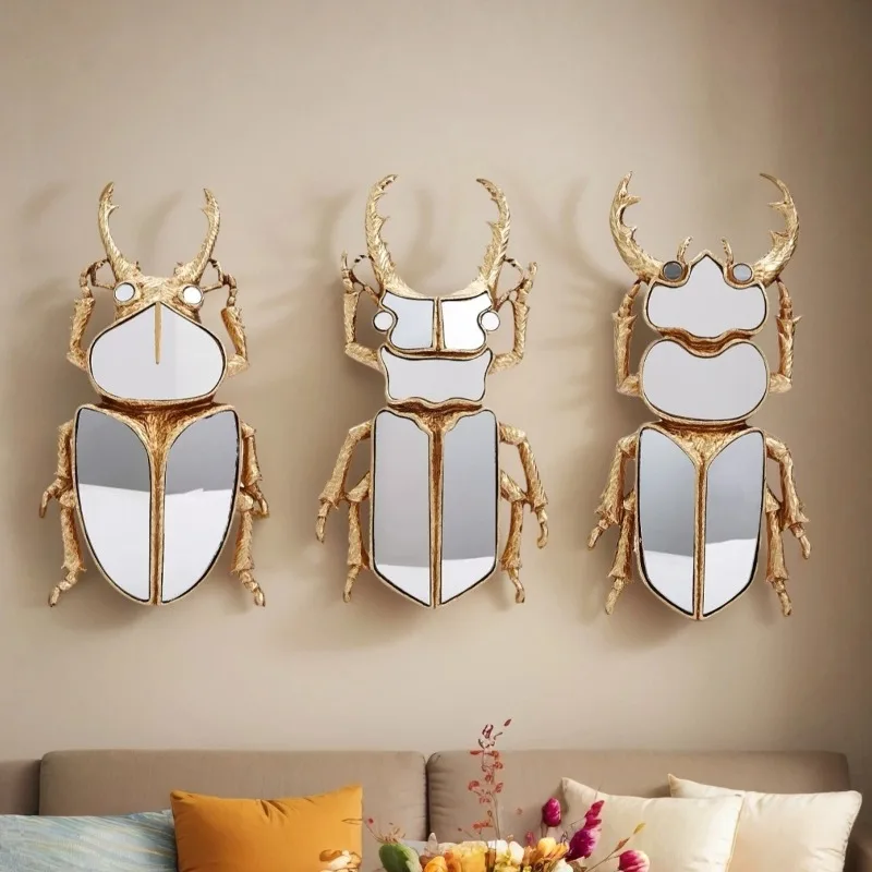 Golden Mirror Beetle Wall Decoration Resin Craftsmanship Centipede Insect Pendant Wall Decoration for Background Panel