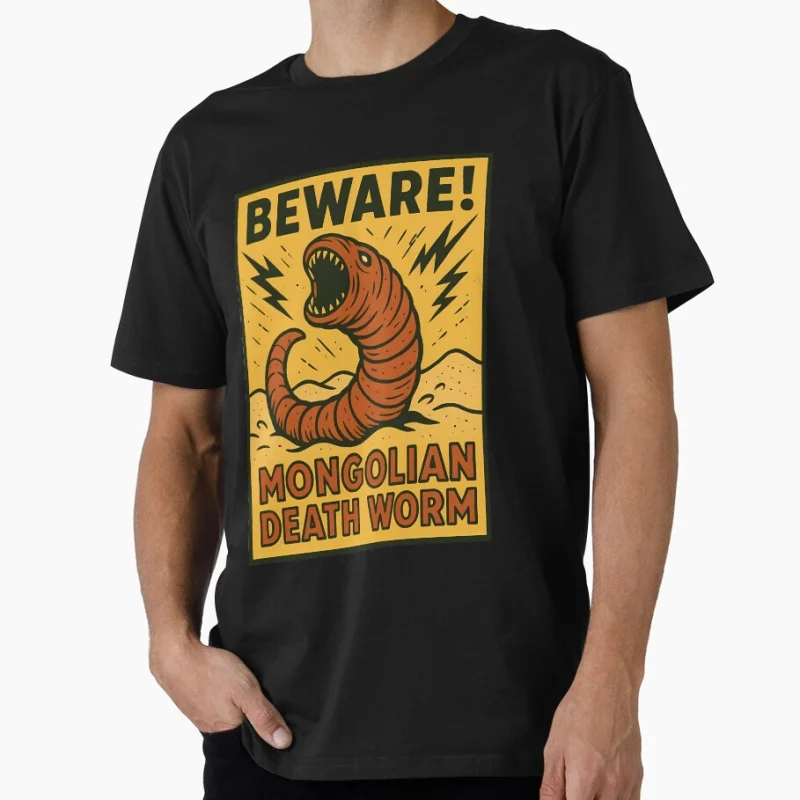 

Mongolian Deathworm Cryptid Gobi Desert Monster Sci fi Gift T shirt for man Large size Tops Retro Dune Graphic Print Clothes