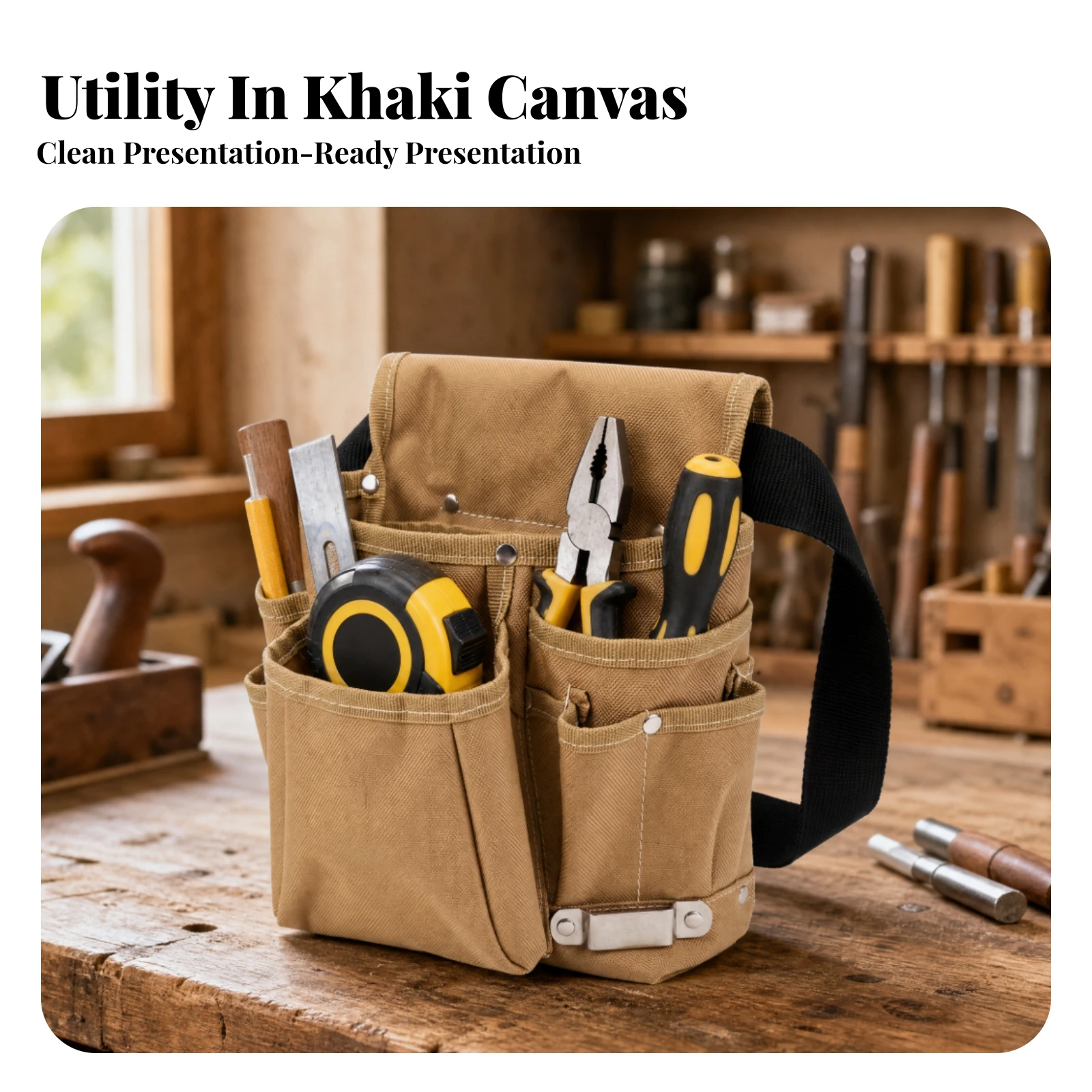 Tool Belt Bag with Multiple Pockets Reinforced Tool Waist Bag Portable Compact for Handymen, Workshops, Mobile Jobs