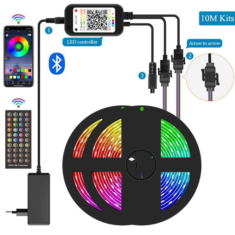 RGB Light Bar SMD 5050 LED Light Rope Bluetooth Controller Sync To Music Band Remote Control For TV Party