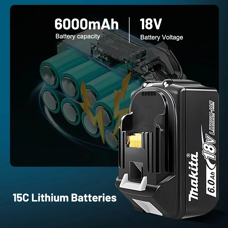 

100% Оригинальный литиевый аккумулятор Makita 18В 6Ач для замены аккумуляторов Makita BL1840 BL1830B BL1850B BL1850 BL1860 BL1815