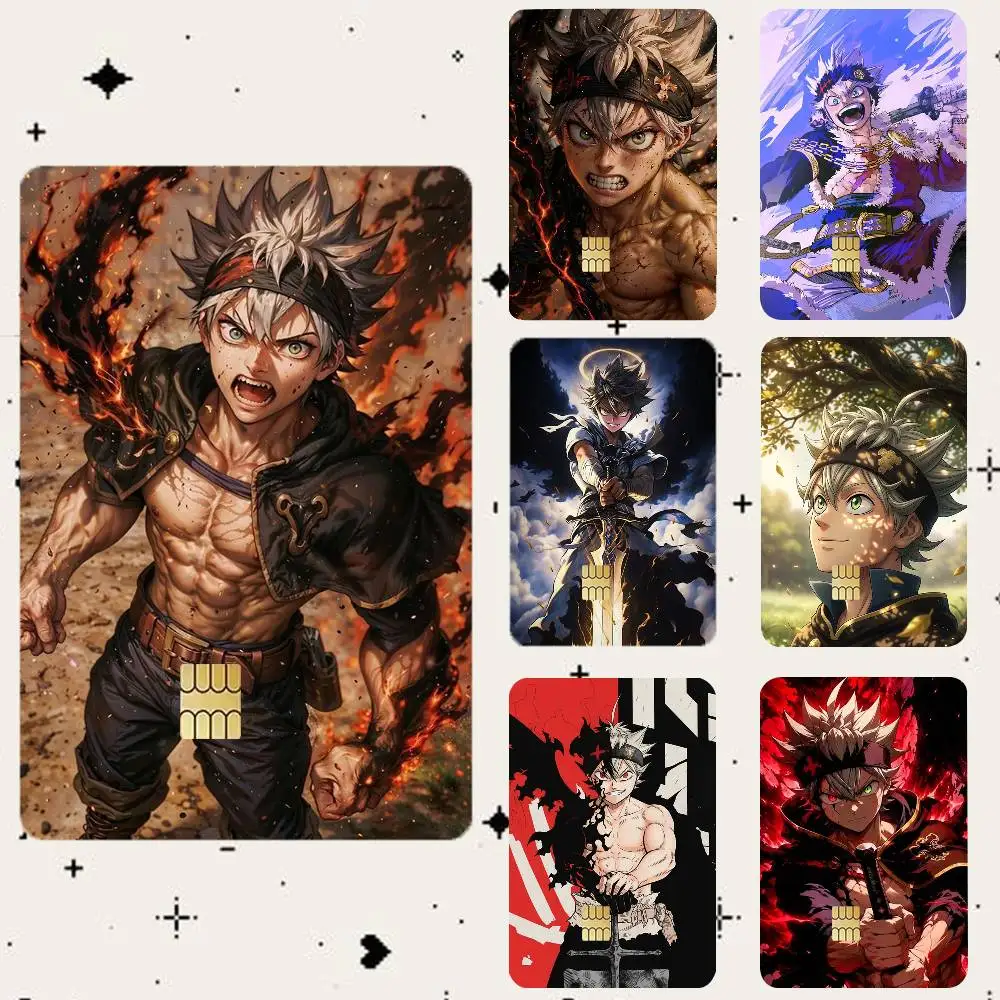 B-Black Clover Asta  Waterproof Bank Card Sticker Skin for Credit Debit Chip Cards Decorative Cover Film
