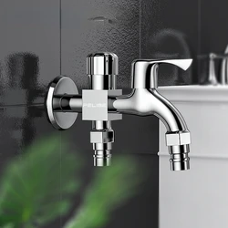 Stainless Steel Double Water Outlet Tap Water Switch One-in-two-out Mop Pool Faucet Dual-water Washing Machine Dual-water Tap