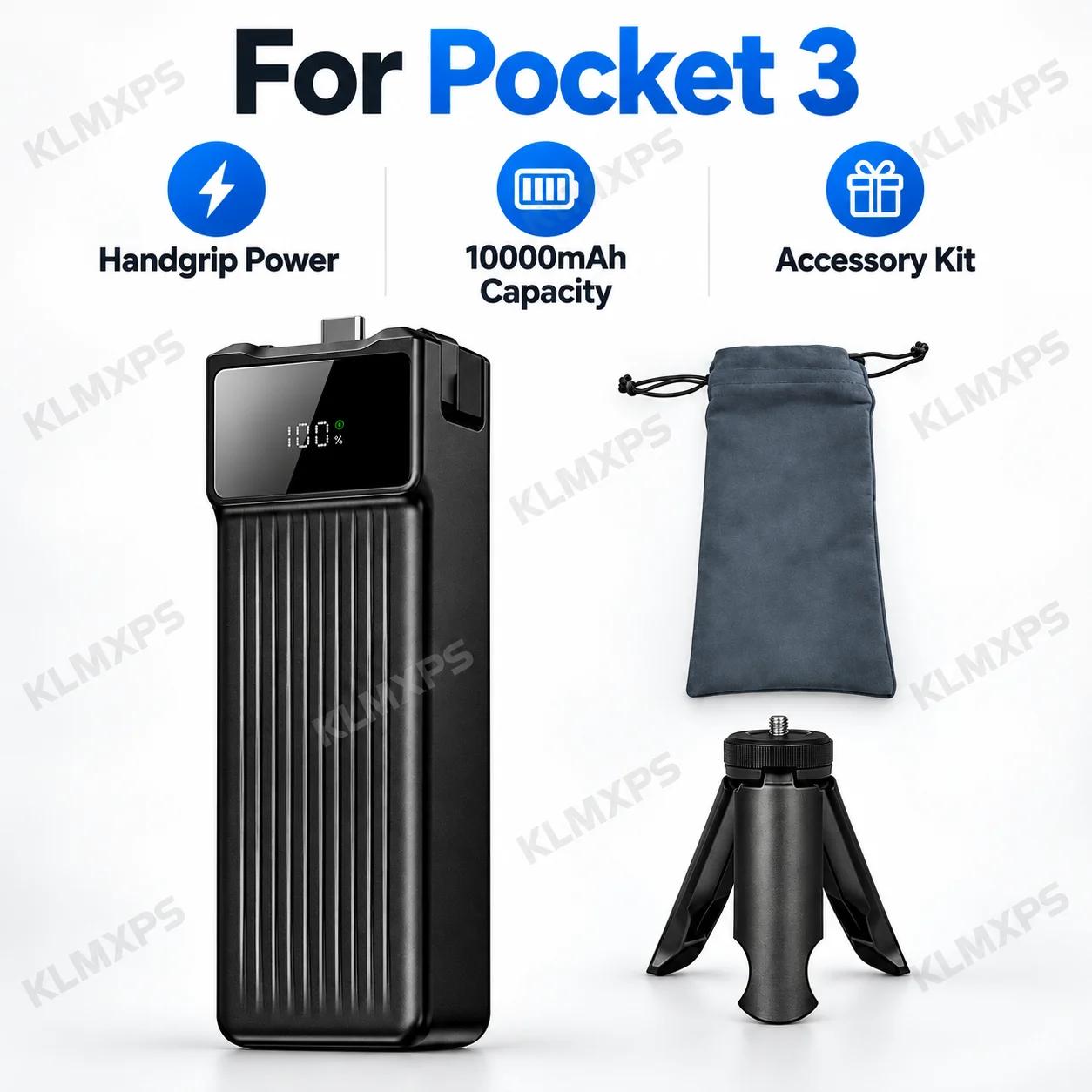 10000mAh Fast Charging Replacement Battery with Smart Digital Touchscreen Display for DJI Osmo Pocket 3, Pocket 4 and 4P Cameras