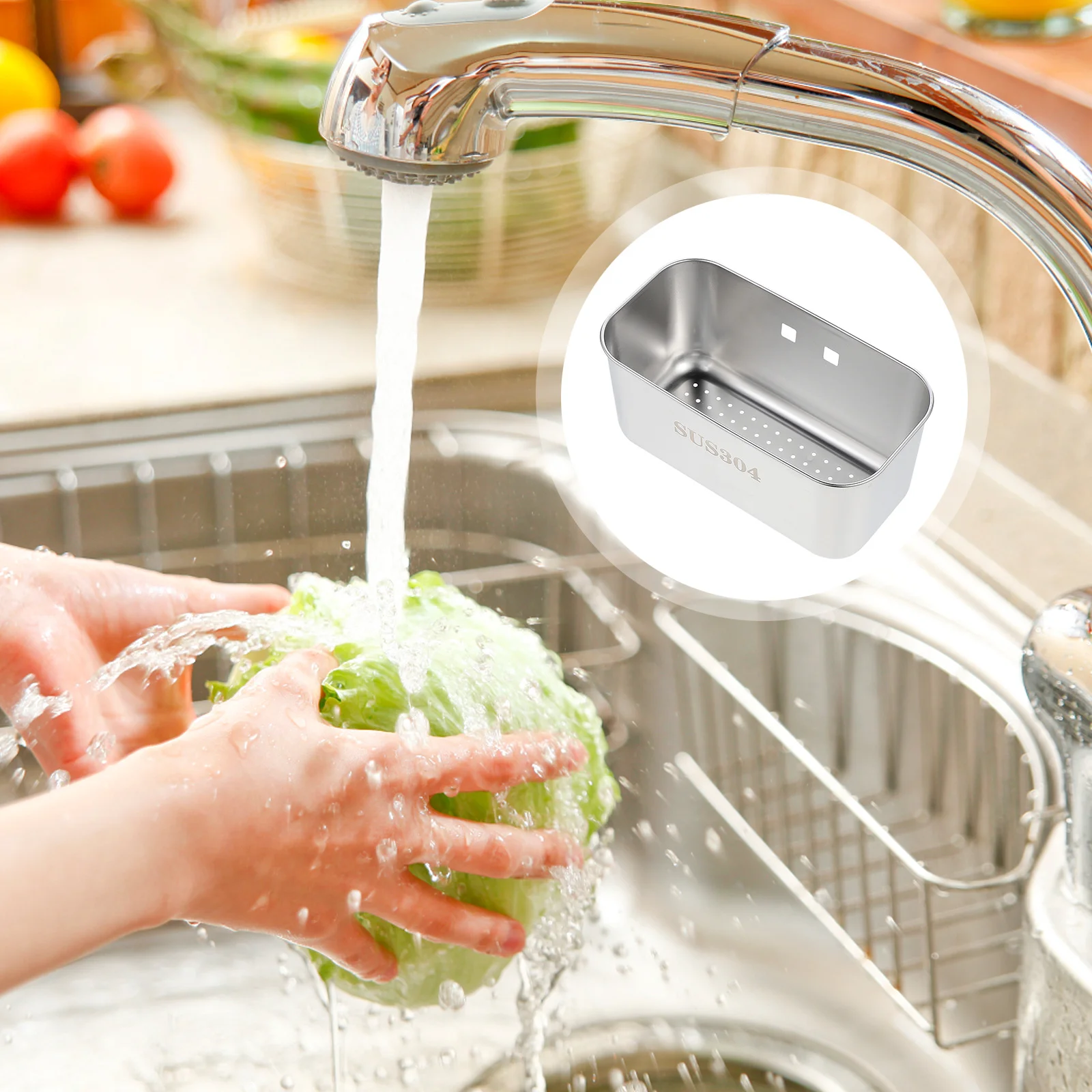 

Stainless Steel Sink Drain Filter Hollow Design For Soap Sponge Brush Storage Household Waterproof Drain Strainer Basket Kitchen