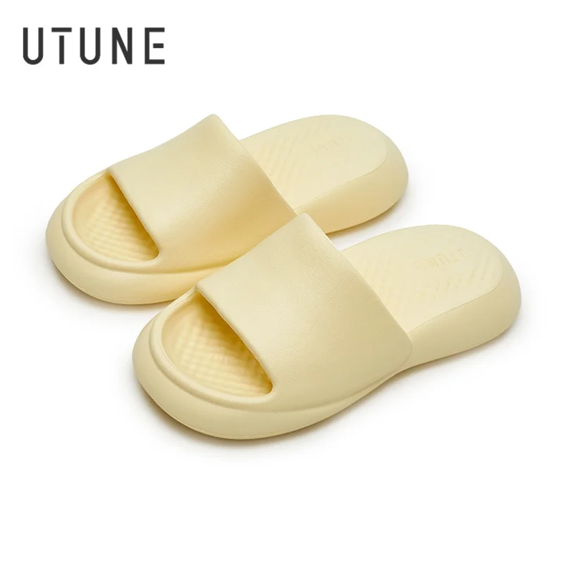 

UTUNE Air Cushion Sole Women Slippers Soft Rebound Shock-absorbing Mute Beach Shoes for Women Flip Flops Home Non-slip Sandals