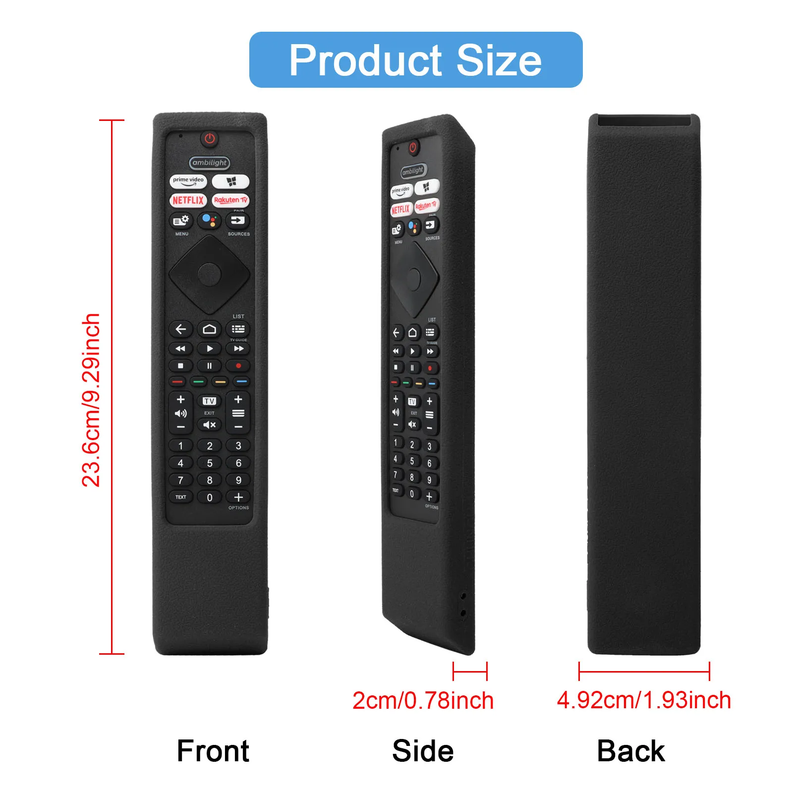 Silicone Case Fit for Philips Smart TV Remote Control 50PUS8106/12 55PUS8106/12 43PUS7406/12 Protective Sheath Cover Anti-Slip ﻿