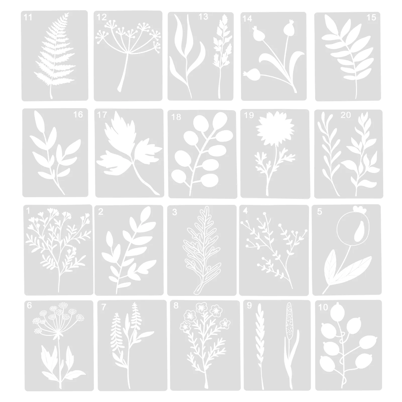 

20 Sheets Plant Cutout Template Hollow DIY Wall Painting Stencil Decor Templates Decorative Molds Plants Stencils