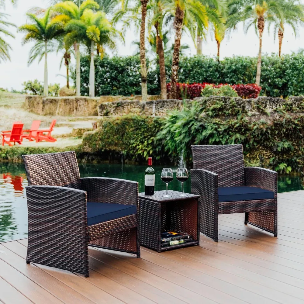 Willow Outdoor Furniture Set, 3-Piece Set Terraço ao ar livre, 2-Person Small Set Móveis Terraço