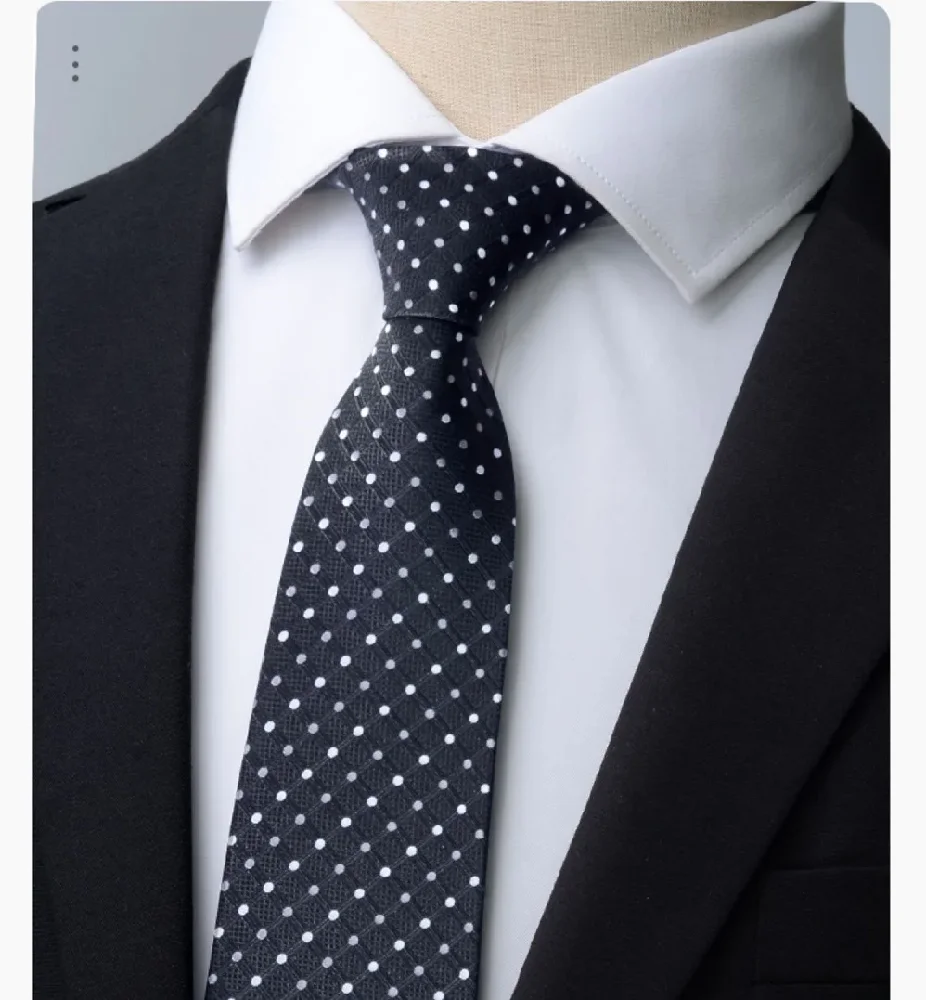 Men's 100 Silk Tie Cravat Polka dot Neckerchief Business Casual Necktie High density Waterproof Black Blue