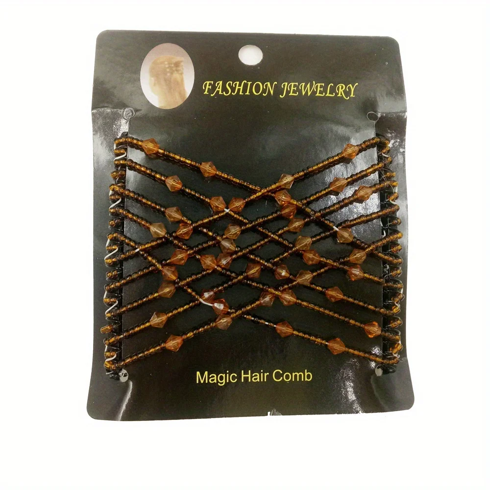 3pcs Multi-Purpose Hair Comb Hair Accessory Wire Hair Bun Maker Beaded Magic Hair Comb Styling Comb Set in Black, White,Coffee