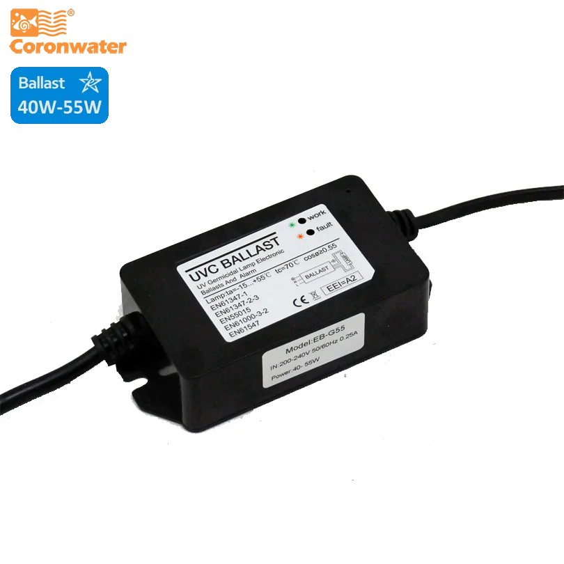 Adaptateur UV pour stérilisation de lumière UV ultraviolette 40W à 55W 12 GPM avec voyant lumineux et alarme sonore