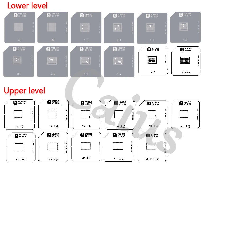 YCS ชิป BGA ชั่วคราว IC ปลูกดีบุกตาข่ายเหล็กสําหรับ iPhone Qualcomm HiSilicon MediaTek Samsung CPU ดีบุกสถานีปลูกชุด