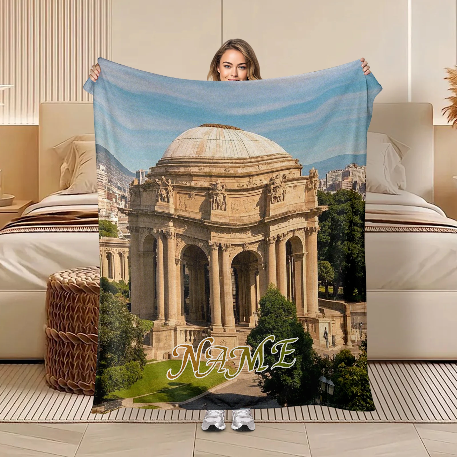 

Thoughtful Gift Idea Flannel Blanket Honoring San Francisco Palace Of Fine Arts Customize With Names