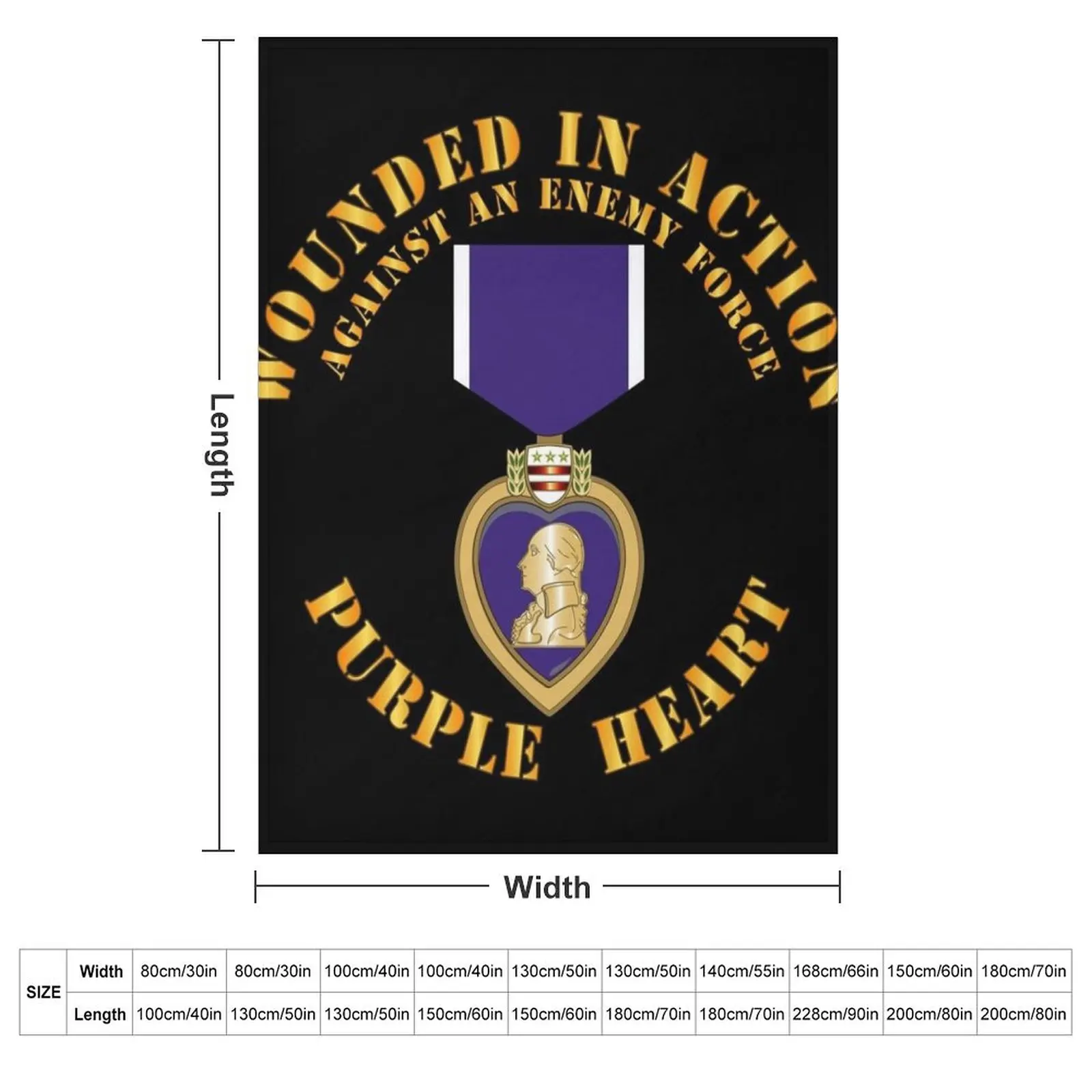 Wounded in Action - Purple Heart V1 Throw Blanket wednesday Decorative Sofa Comforter Personalized Gift Flannel Furry Blankets