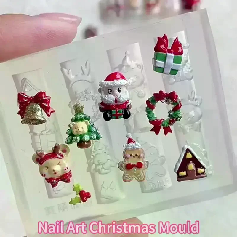 1 قطعة عيد الميلاد ثلج شجرة عيد الميلاد ثلاثية الأبعاد مسمار قالب سانتا كلوز مسمار الزينة Diy بها بنفسك تصميم سيليكون قالب مانيكير مسمار الفن سحر #5