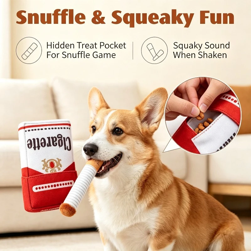 Squeaky Plush Cigarette Case D - Pet Dental Chew Toy review and price