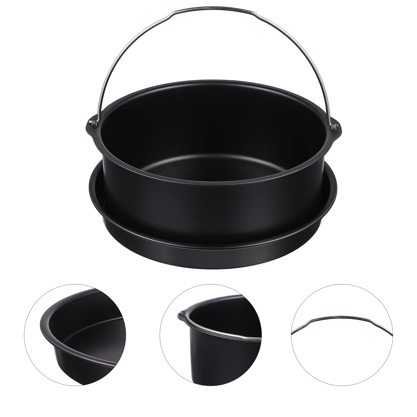 

6 Inch Cake Basket Pizza Pan Set Carbon Steel Non-Stick Baking Supplies For Air Fryer Oven Steaming Fish Bread Dessert Air