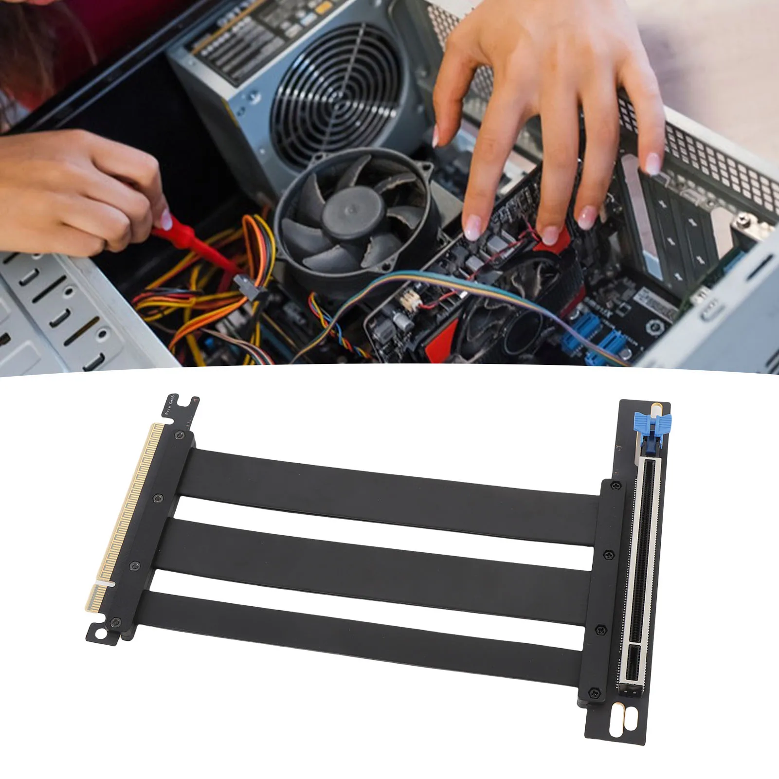 

PCIe 5.0 X16 Riser Cable 90 градусов под прямым углом 128 Гбит/с Экранированный удлинительный кабель PCIE 5.0 X16 для сервера корпуса ПК ITX Builds